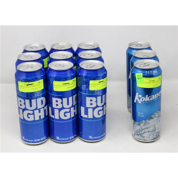 CASE OF 12 KING CAN BEERS; 3 KOKANEE / 9 MOLSON