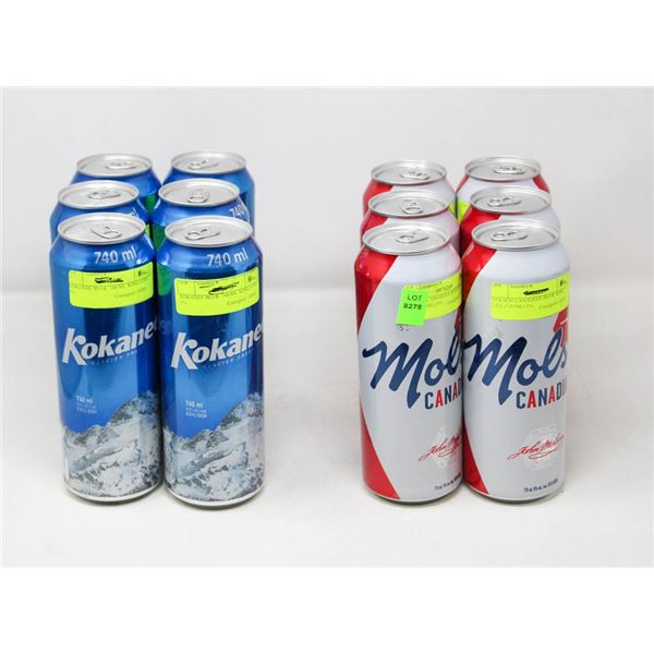 CASE OF 12 KING CAN BEERS; 6 MOLSON CANADIAN/