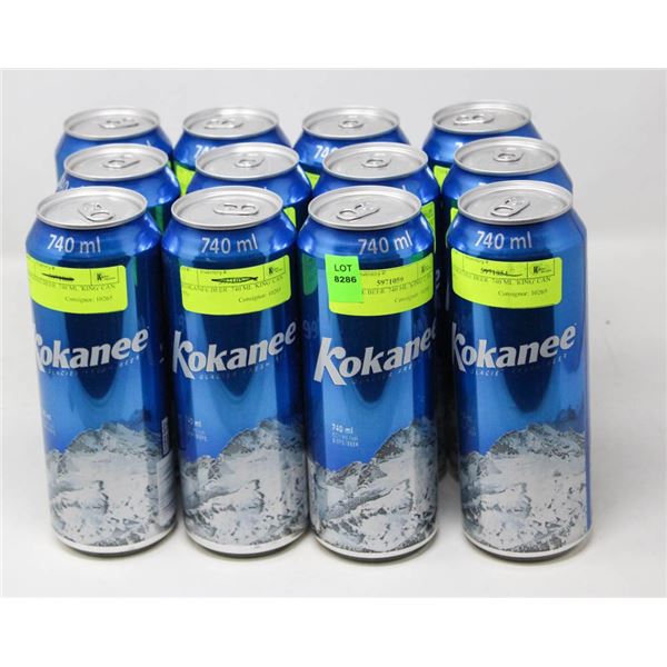 CASE OF 12 KOKANEE BEER  740 ML 'KING' CANS 5%