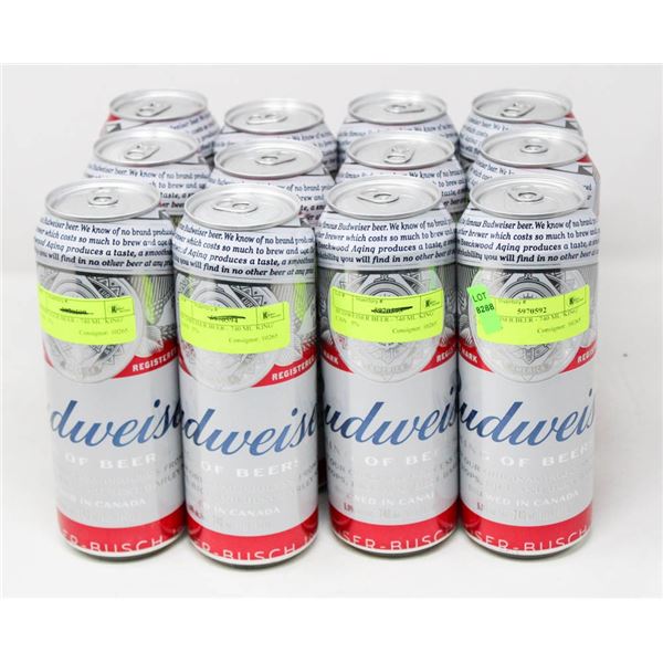CASE OF 12 BUDWEISER BEER - 740 ML 'KING' CANS  5%