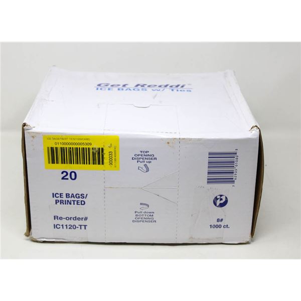 ICE BAGS (PLASTIC, 8 LBS CAPACITY) 11" X 2