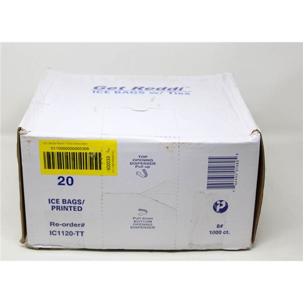 ICE BAGS (PLASTIC, 8 LBS CAPACITY) 11" X 2