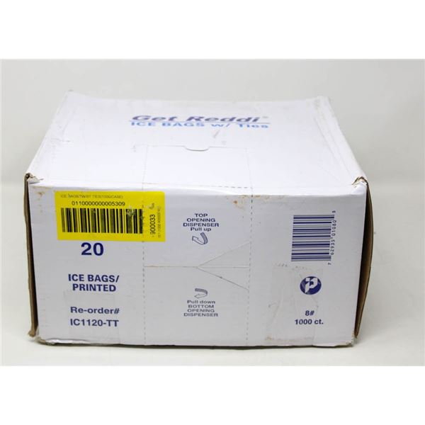 ICE BAGS (PLASTIC, 8 LBS CAPACITY) 11" X 2