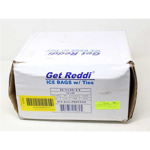 ICE BAGS (PLASTIC, 8 LBS CAPACITY) 11" X 2