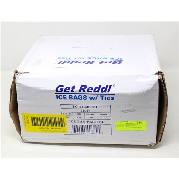 ICE BAGS (PLASTIC, 8 LBS CAPACITY) 11" X 2