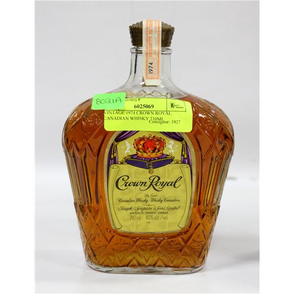 VINTAGE 1974 CROWN ROYAL CANADIAN WHISKY 710ML