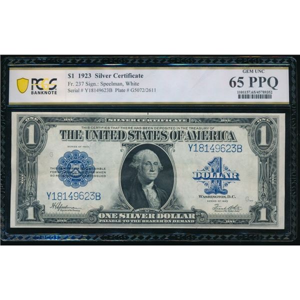 1923 $1 Silver Certificate PCGS 65PPQ