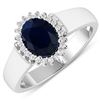 Image 1 : 14KT White Gold 1.3ct Blue Sapphire and Diamond Ring