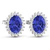 Image 4 : 14KT White Gold 2.18ctw Tanzanite and Diamond Earrings