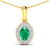 Image 1 : 14KT Yellow Gold 0.56ctw Zambian Emerald and Diamond Pendant