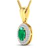 Image 2 : 14KT Yellow Gold 0.56ctw Zambian Emerald and Diamond Pendant