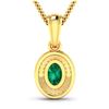 Image 3 : 14KT Yellow Gold 0.56ctw Zambian Emerald and Diamond Pendant