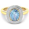 Image 1 : 14KT Yellow Gold 1.28ct Aquamarine and Diamond Ring