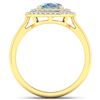 Image 4 : 14KT Yellow Gold 1.28ct Aquamarine and Diamond Ring