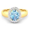 Image 1 : 14KT Yellow Gold 1.28ct Aquamarine and Diamond Ring
