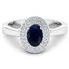 Image 1 : 14KT White Gold 0.90ct Blue Sapphire and Diamond Ring