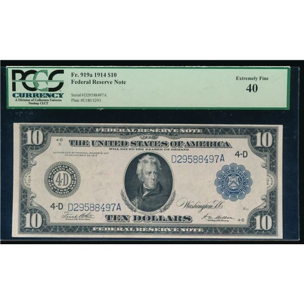 1914 $10 Cleveland FRN PCGS 40