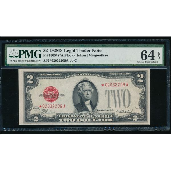 1928D $2 STAR Legal Tender Note PMG 64EPQ