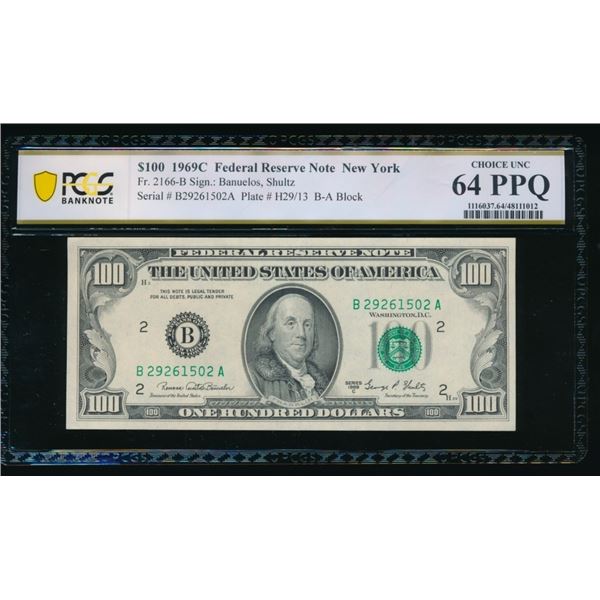 1969C $100 New York FRN PCGS 64PPQ