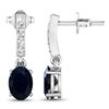 Image 4 : 14KT White Gold 1.5ctw Blue Sapphire and Diamond Earrings