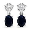 Image 1 : 14KT White Gold 1.5ctw Blue Sapphire and Diamond Earrings