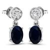 Image 2 : 14KT White Gold 1.5ctw Blue Sapphire and Diamond Earrings