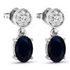 Image 3 : 14KT White Gold 1.5ctw Blue Sapphire and Diamond Earrings
