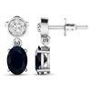 Image 4 : 14KT White Gold 1.5ctw Blue Sapphire and Diamond Earrings