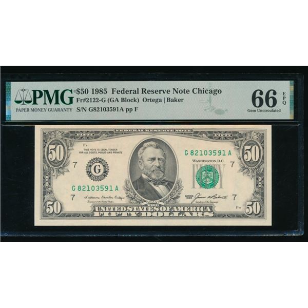 1985 $50 Chicago FRN PMG 66EPQ