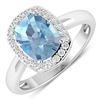 Image 1 : 14KT White Gold 1.65ctw Aquamarine and Diamond Ring