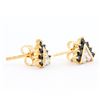 Image 2 : Plated 18KT Yellow Gold 0.65ctw Black Sapphire and Diamond Earrings