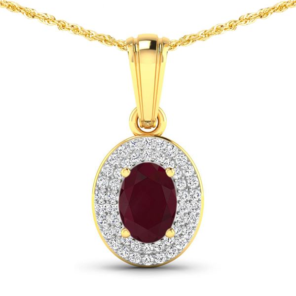 14KT Yellow Gold 0.85ctw Ruby and Diamond Pendant