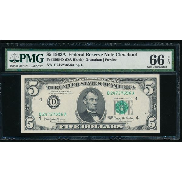 1963A $5 Cleveland FRN PMG 66EPQ
