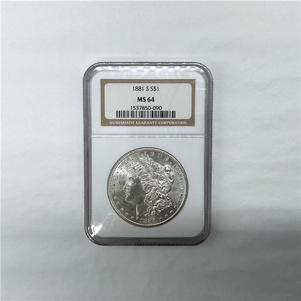 1881-S Morgan Silver Dollar NGC Graded MS64