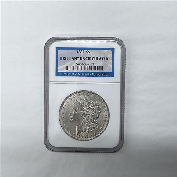 1887 Morgan Silver Dollar NGC Graded BU