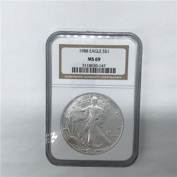1988 Silver Eagle Dollar NGC Graded MS69