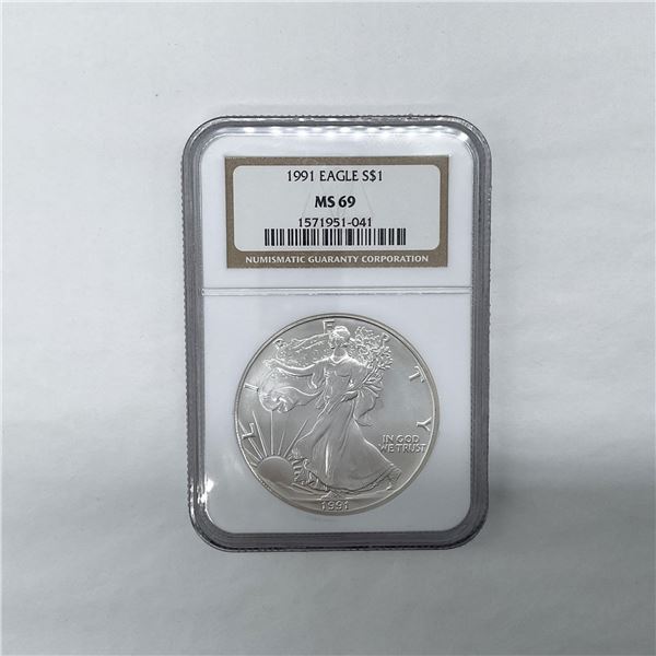 1991 Silver Eagle Dollar NGC Graded MS69