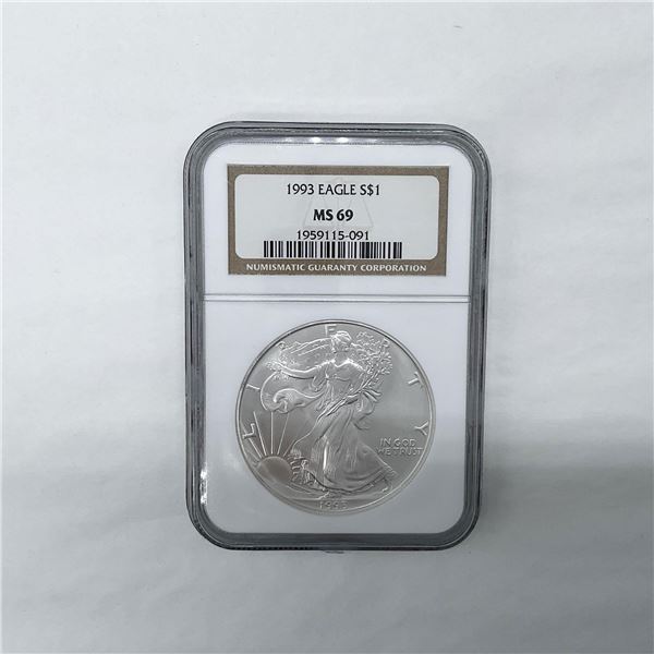 1993 Silver Eagle Dollar NGC Graded MS69