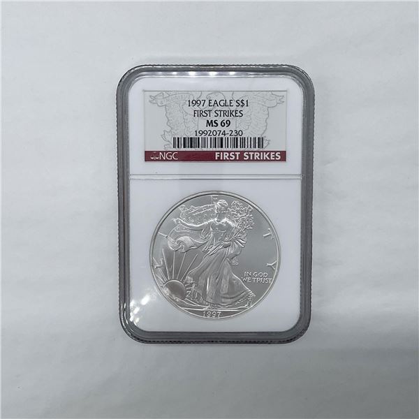 1997 Silver Eagle Dollar NGC Graded MS69 First Strikes