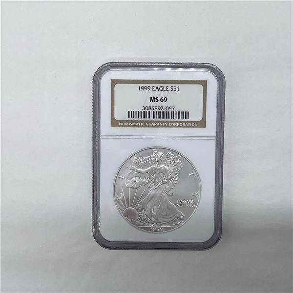 1999 Silver Eagle Dollar NGC Graded MS69