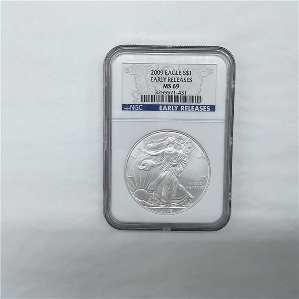 2009 Silver Eagle Dollar NGC Graded MS69 Early Releases