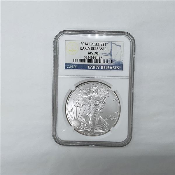 2014 Silver Eagle Dollar NGC Graded MS70