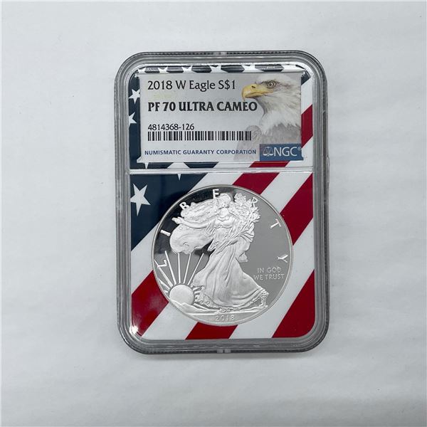 2018-W Silver Eagle Dollar NGC Graded PF70 UCAM