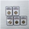 Image 1 : 5pc 2007-D and 2008-D Presidential Dollar Coins NGC Graded