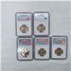 Image 2 : 5pc 2007-D and 2008-D Presidential Dollar Coins NGC Graded