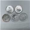 5pc 2011-2015 Canada $5 Silver Uncirculated Wildlife Coins