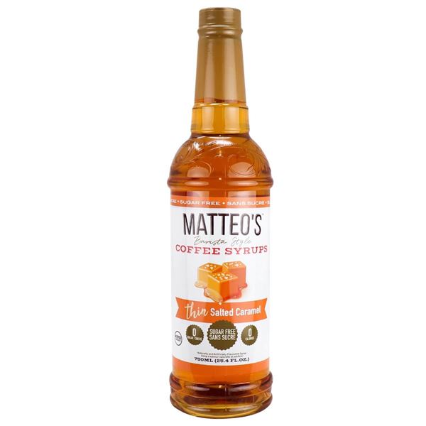 NEW 750ML MATTEOS COFFEE SYRUP THIN SALTED CARAMEL