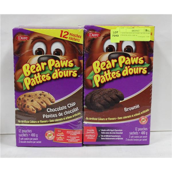 2 NEW BOXES OF DARE BEAR PAWS: CHOCOLATE CHIP &