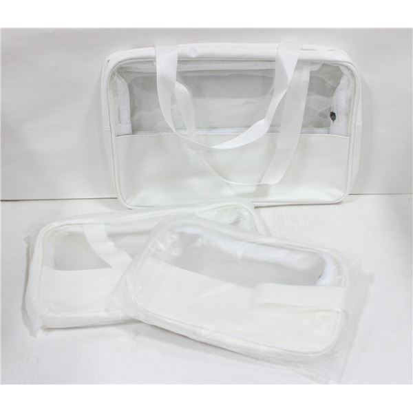 BRAND NEW CLEAR TRAVEL TOILETRY WHITE