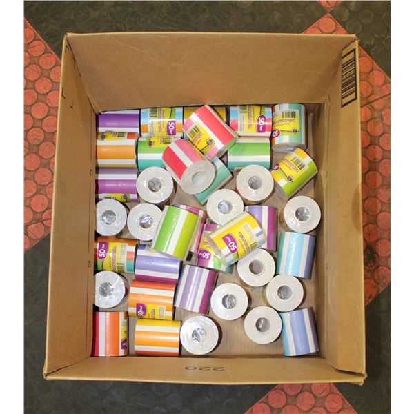 CASE OF ROLLS OF 50 FOOT COLORFUL STRIPES ROLLED